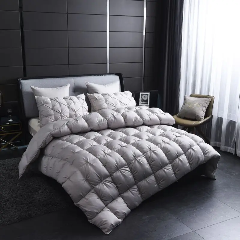 White Goose Down Duvet Warm Winter Thick 3D Bread Comforter Pinch Pleated Blanket Filling for Single Double Couple Bed Quilts