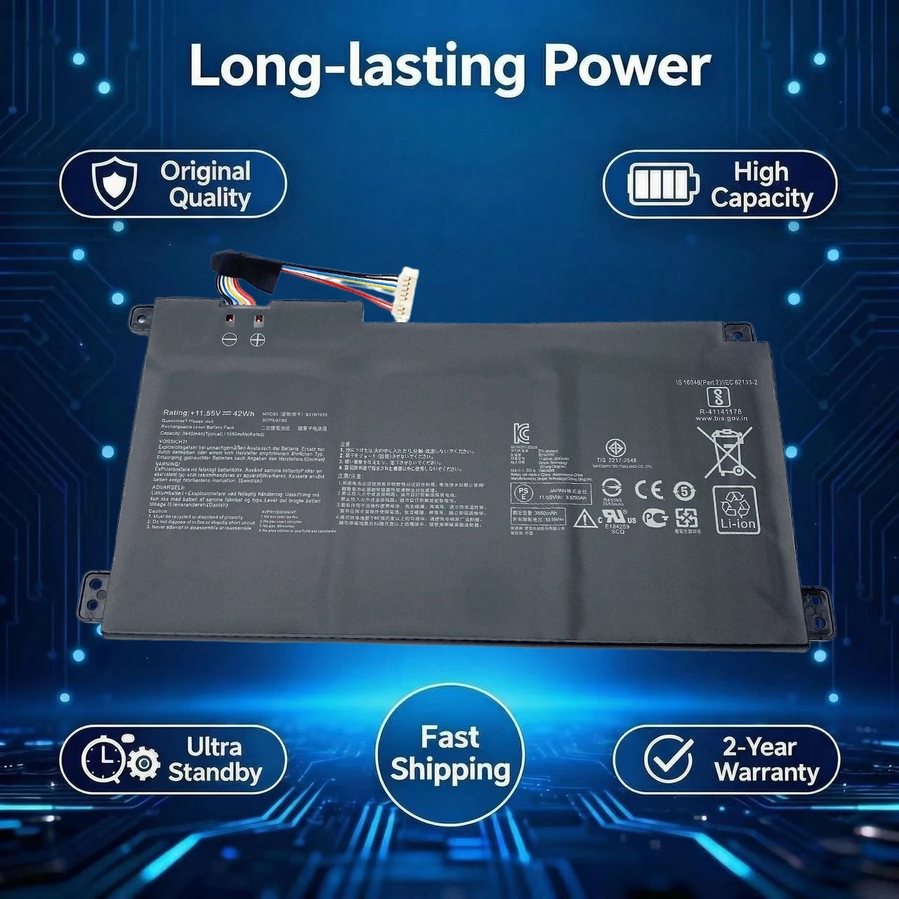 

New Original B31N1912 Laptop Battery For ASUS VivoBook 14 E410MA-EK018TS EK026TS BV162T F414MA E510MA EK017TS L410MA C31N1912
