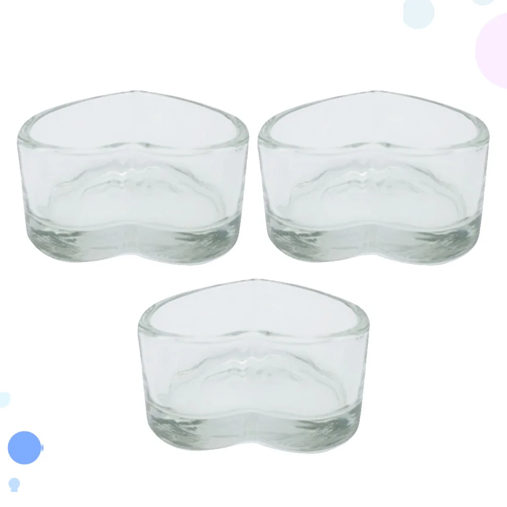 

3 Pcs Candleholder Heart Stick Holders Candlestick Glass Decorative Cup Creative for Wedding