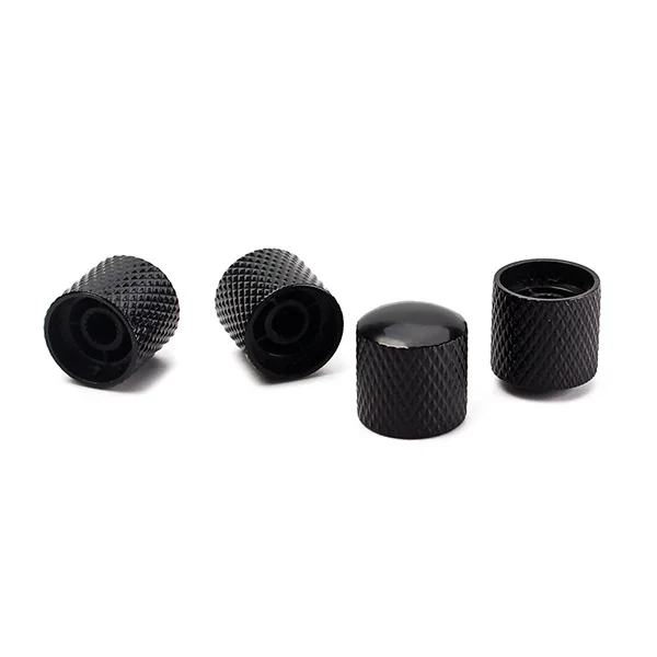 

4Pcs Dome Knobs for Guitar Bass Black Metal Solid Shaft Potentiometer Tone Volume Control Replacement Guitar Knobs