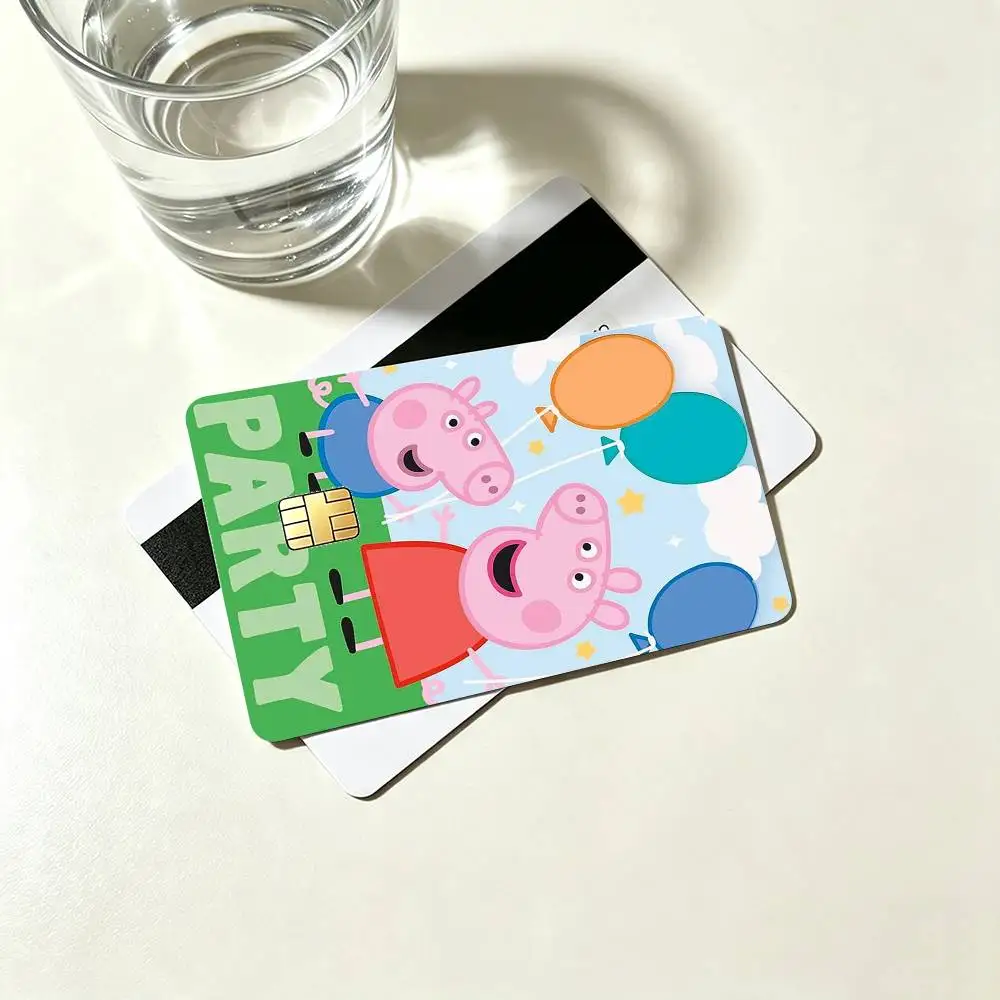 Peppa Pig C-Cartoon P-Pink Credit Card HD Stickers Game Card Decal Small Chip Waterproof Sticker Gift view 5