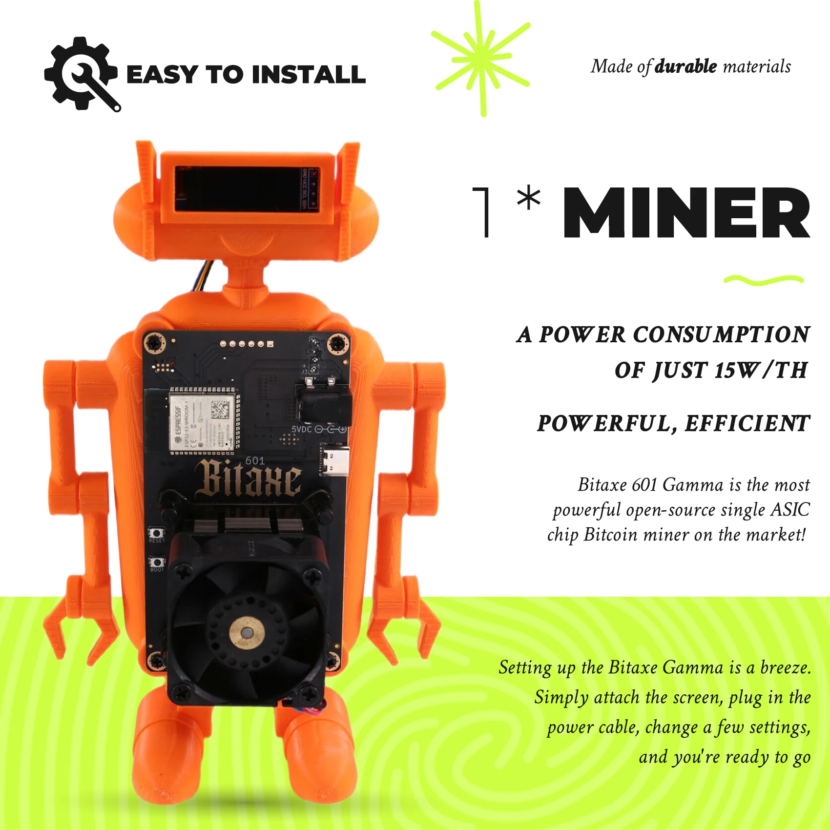 

Leading-edge Bitaxe Gamma 601 Solo Miner Robot 1.2TH/S BM1370 Asic Chip 18W From Antminer S21 Pro Bitcoin BTC Miner UK PLUG