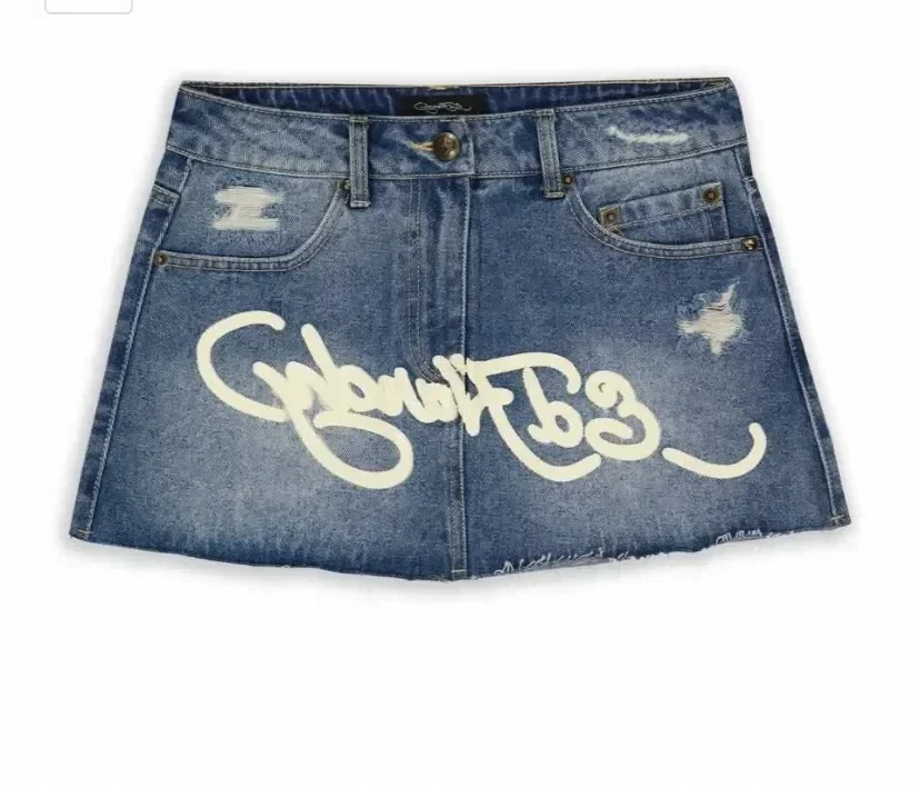 Retro Harajuku Y2K Rock Gothic Letter Print blauen Jeans rock Frauen hohe Taille schlanken Minirock lässig sexy eine Linie Hüft röcke