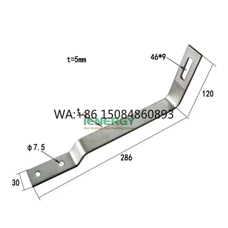 Adjustable Curve Pitched Roof PV Hook, flexible solar spare part, tile roof fitting for complete home rooftop photovoltaic rack