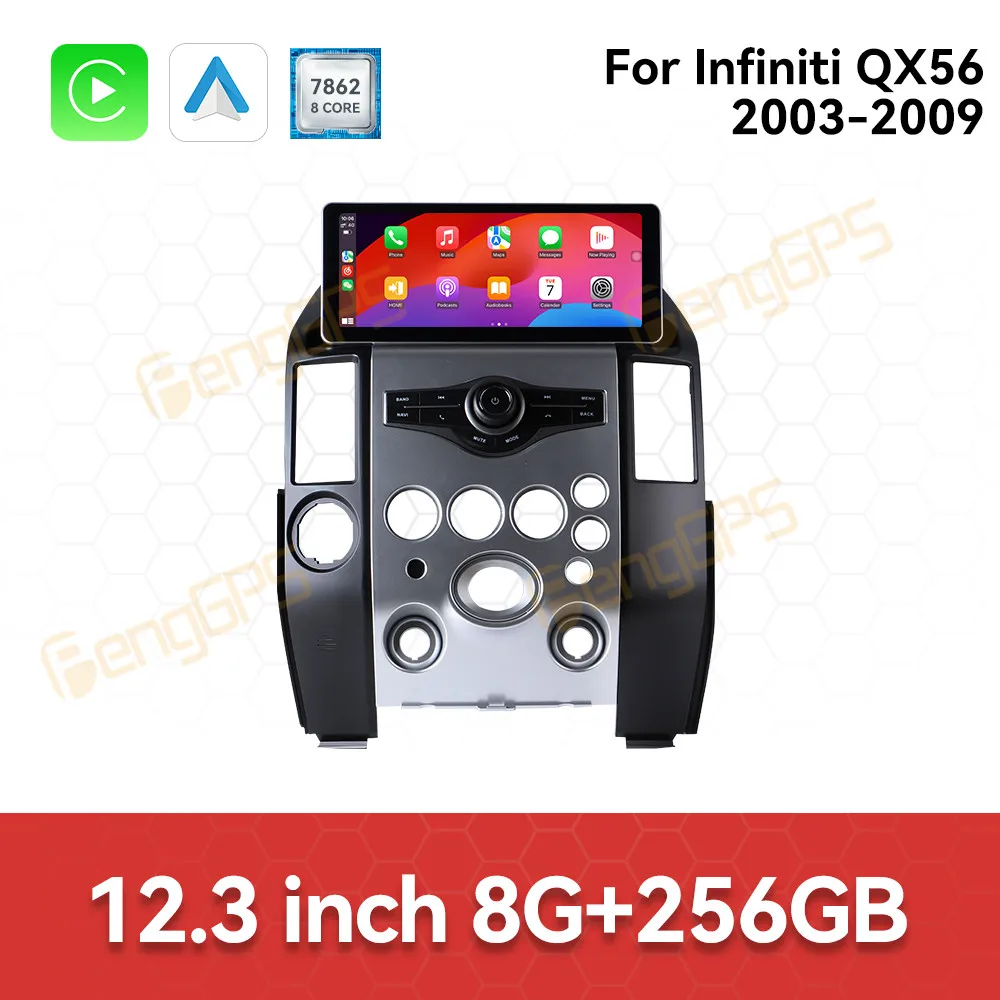 

Android 14 Car DVD Player 12.3 Inch GPS Navigation For Infiniti QX56 2003-2009 Car Radio player Auto Video stereo Multimedia