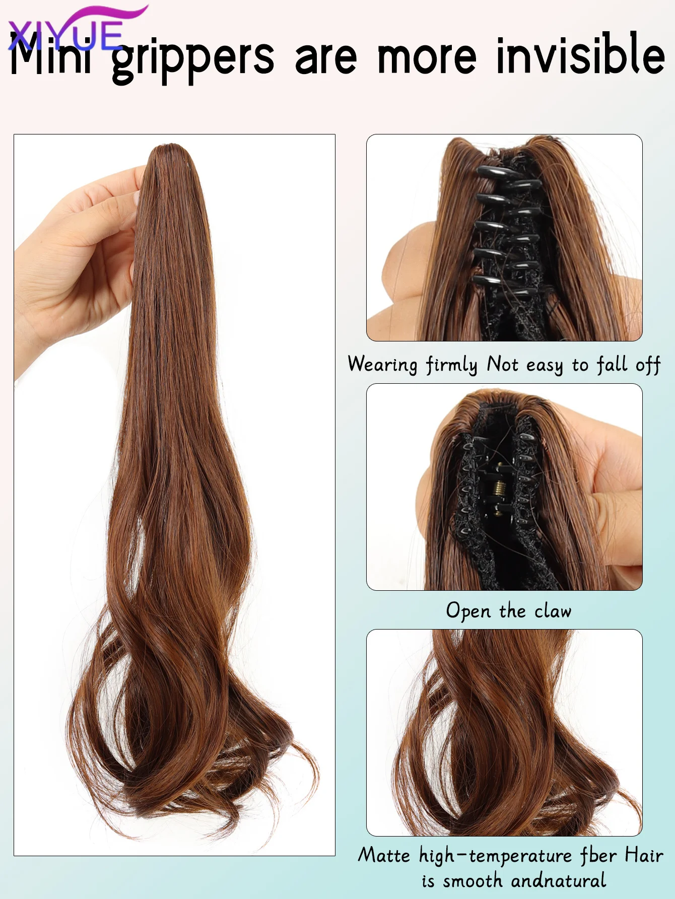 Synthetic Wig Women's Claw Clip Big Wave Piece Can Be Tied With A High Strap Style Low Ponytail Braid Hair Natural Hair