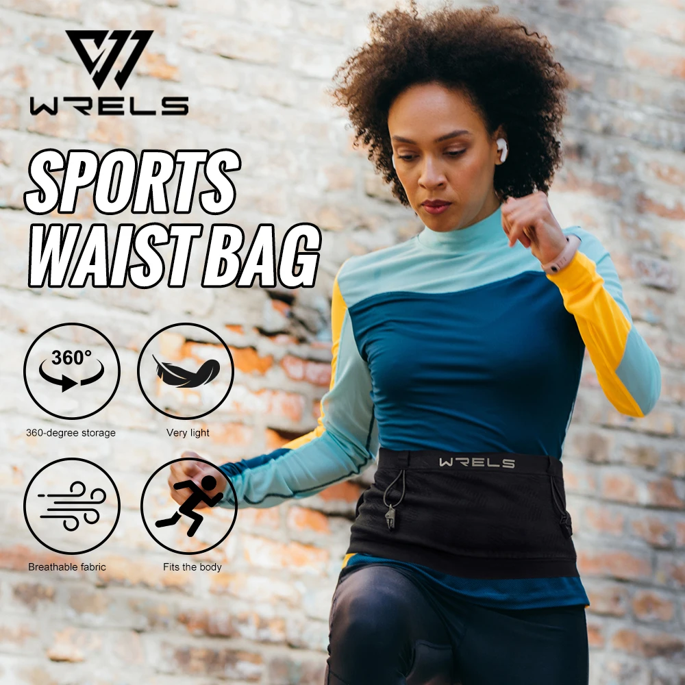 WRELS Woven Elastic Sports Waist Bag Pack Belt Hydration Waist Pack Ultralight Waist Bag Phone Holder for Outdoor Trailing Run