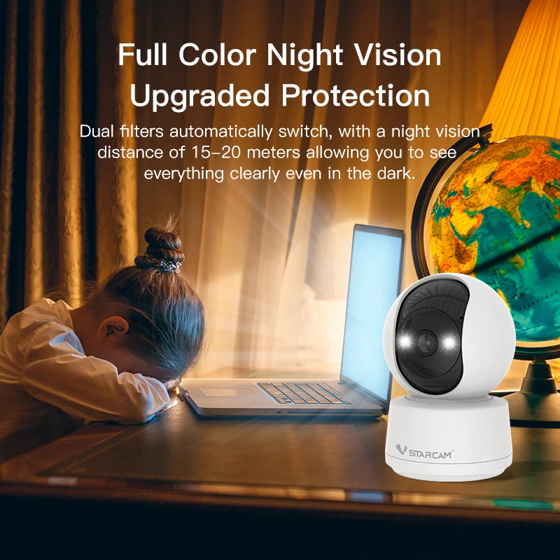 Imagem -04 - Vstarcam-full Color Wireless Ptz ip Dome Câmera Alarme de Som e Luz ai Humanoid Detection Cctv Baby Monitor 3mp 1296p C994