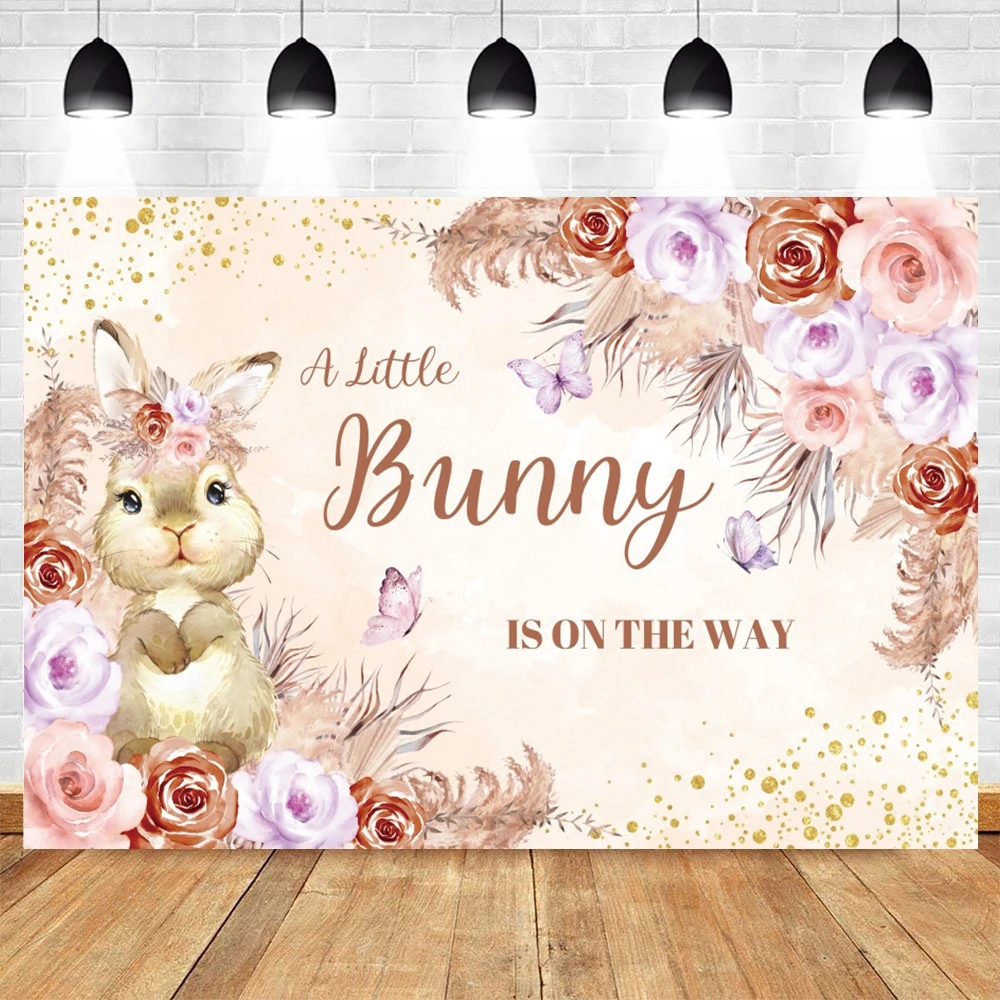 Easter Rabbit Birthday Photography Backdrop Some Bunny Is Turning One Girl 1st Birthday Party Decor Baby Shower Photo Background