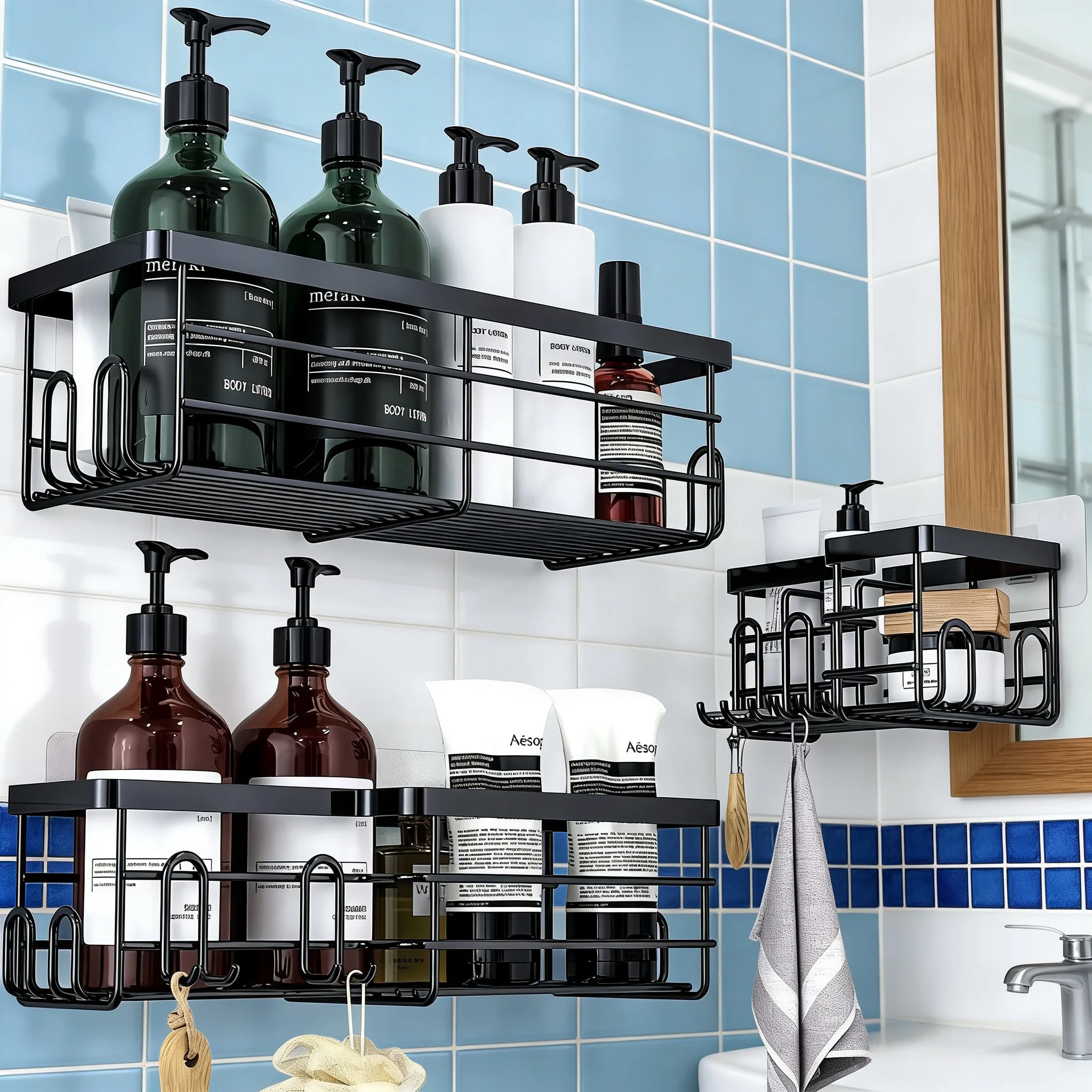 Commercial Kitchen Wall Shelves - Organisateur de douche avec porte-savon et