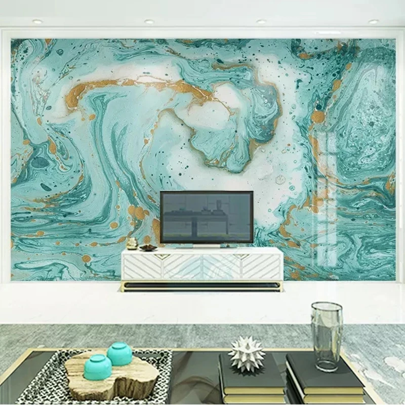 Customized Photo Wallpaper European Style Blue Abstract Marble Mural Living Room TV Sofa Background Painting Creative Art Wall