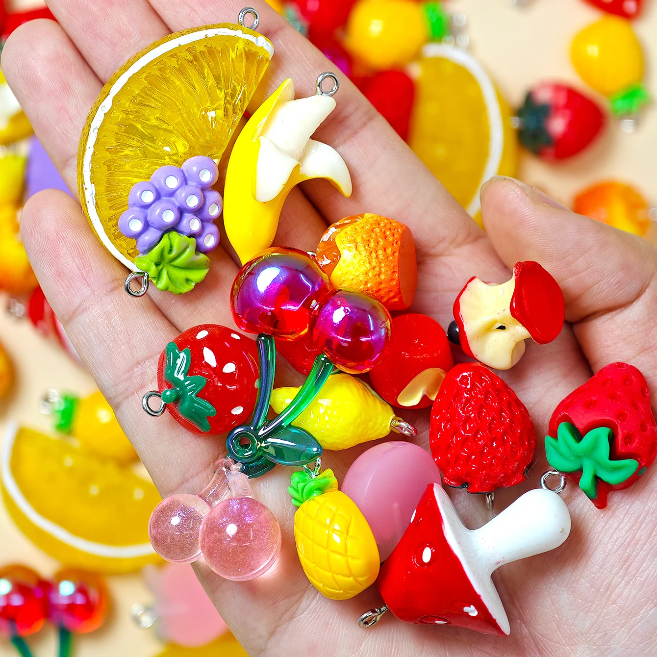 Dopamine Mixed Creative Simulated Fruit & Food Resin Pendants DIY Earrings Necklaces Keychains Phone Chains Jewelry Accessories