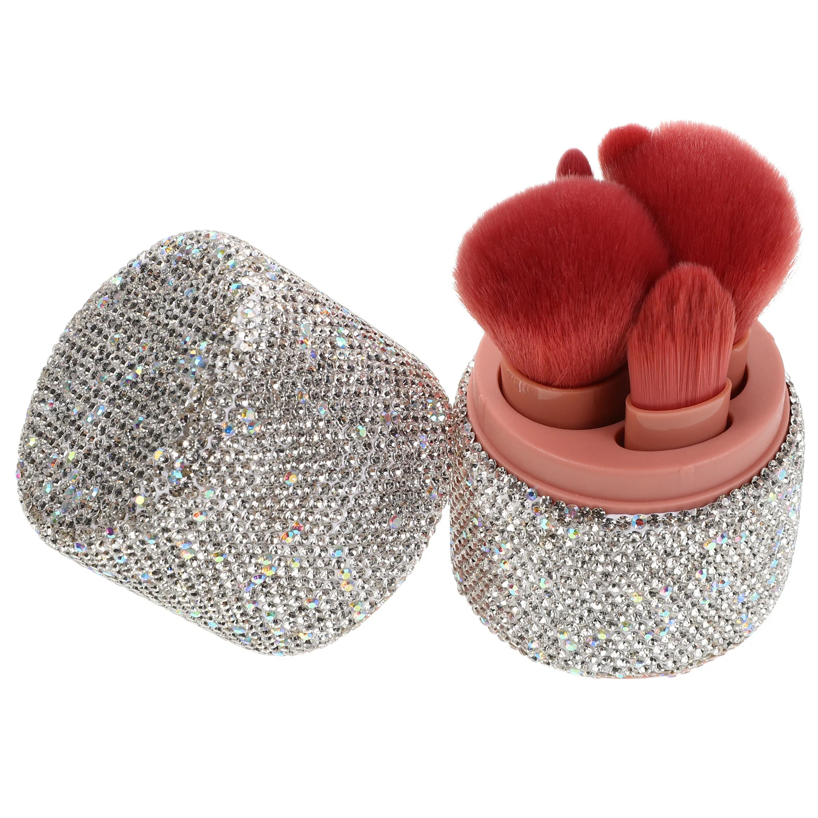 

1Set Rhinestone Makeup Brush Organizer Dustproof Lidded Case Travel Cosmetics Tool Powder Foundation Eyeshadow Blush Brushes