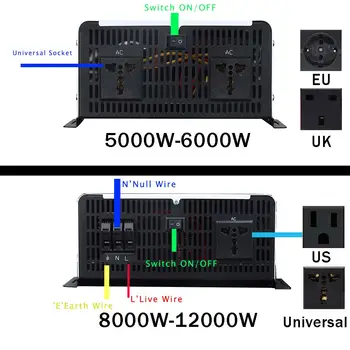 Měnič DC 12V/24V/36V/48V/60V/72V/96V DC na AC 110V 220V 60Hz 50Hz 10KW 6600W solární měnič s čistou sinusovou vlnou, offline systém 10 nejlepší prodej Solární invertor 10kW - №7