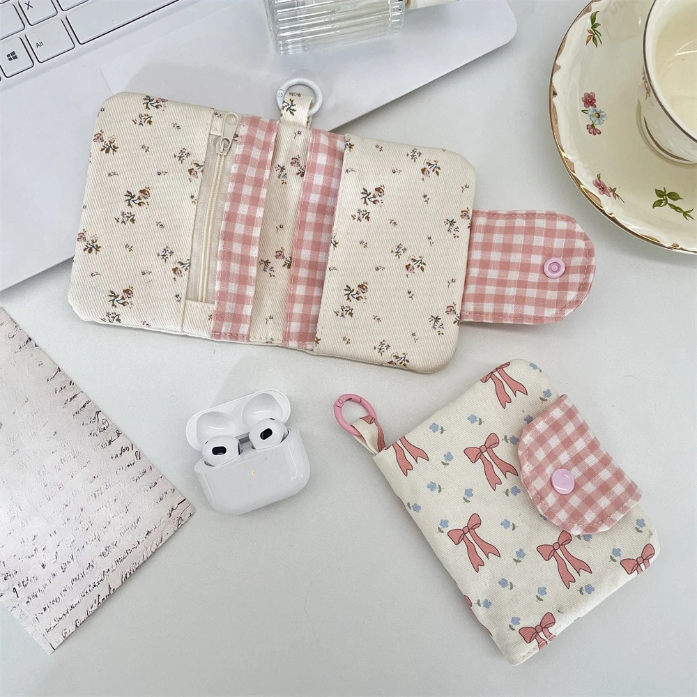 

Милый кошелек-держатель для кредитных карт с цветочным узором, многофункциональный чехол для удостоверений личности и визиток, студенческий футляр для хранения монет