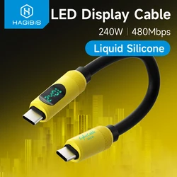 Hagibis Krótki kabel USB C z wyświetlaczem LED 0,25 m Kabel szybkiej ładowarki typu C PD 240 W Kabel ładujący do iPhone'a 16 Pro Macbook Pixel