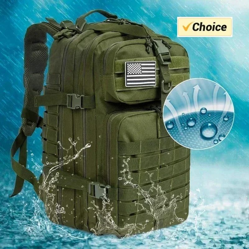 JJ 50L 1000D نايلون مقاوم للماء على ظهره حقائب الظهر في الهواء الطلق التكتيكية الرياضة التخييم التنزه الرحلات الصيد الصيد أكياس #2