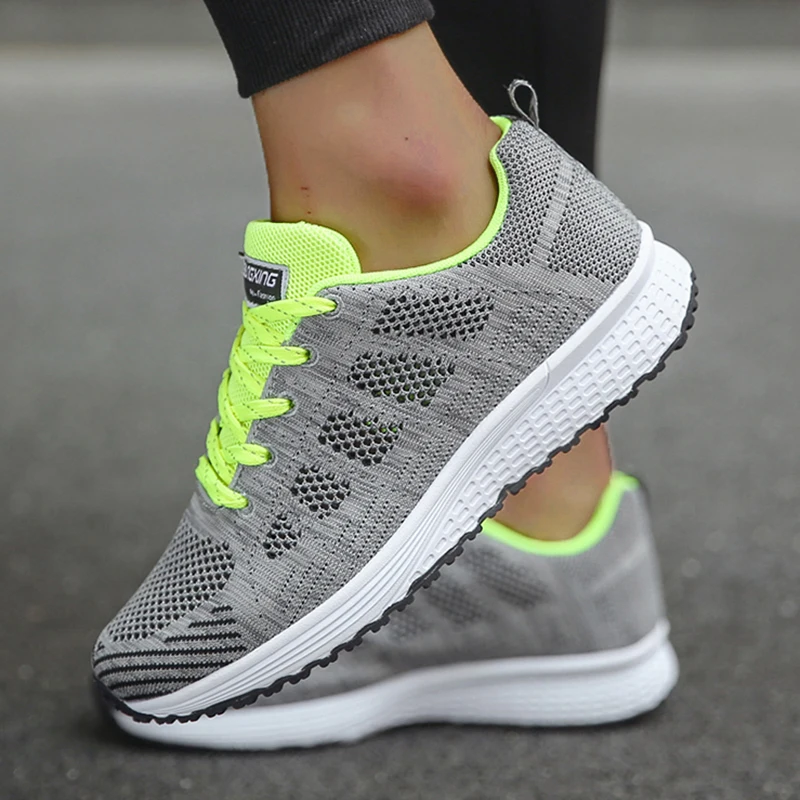 Sneakers For Women Breathable Fashion 2024 New Walking Plus Size Sneakers Women Mesh Fabric Lace Up Female Footwear Ladies Shoes image 4