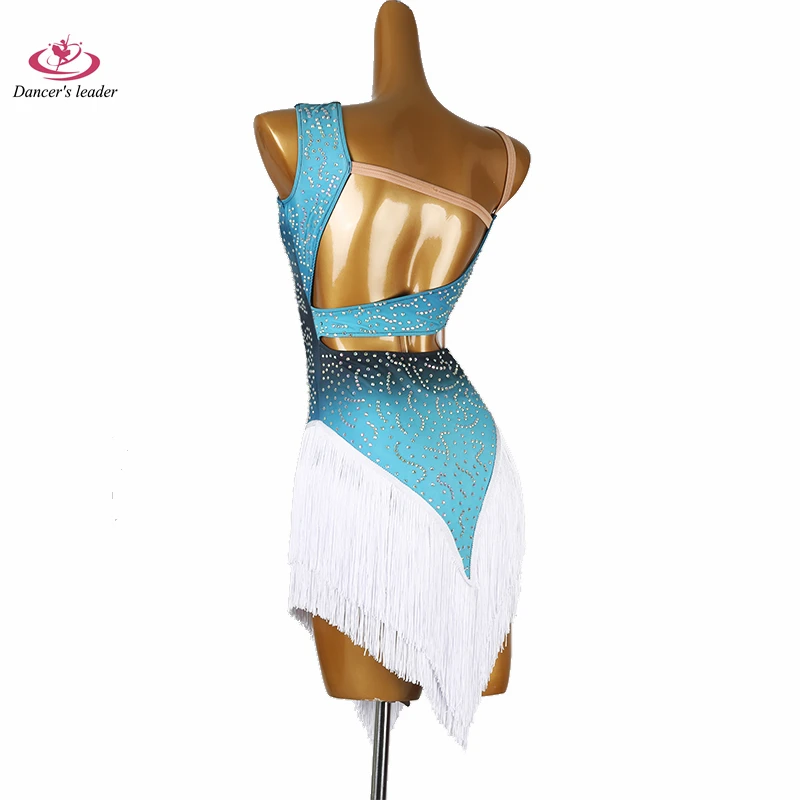 라틴 댄스 성인 어린이 드레스 하이 엔드 맞춤형 세미 할로우 술 스커트 탱고 여성 전문 의류