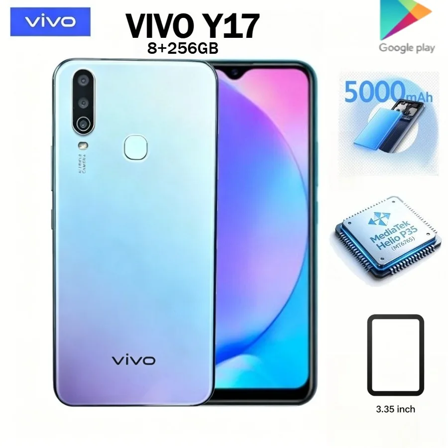 Vivo Y17 2026 8+256GB Smartphone 6.35-inch HD+ LCD Display 5000mAh High-Capacity Battery 3.5mm Headphone Jack Latest Global Edit