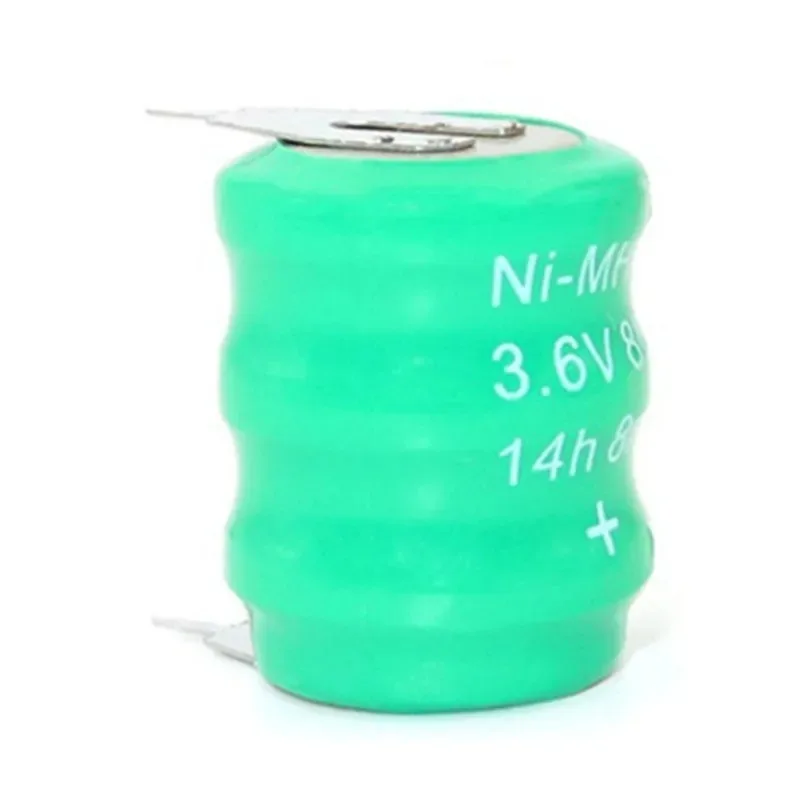 For 3.6V 80mAh NI-MH Button Cell Ni MH Batteries with Pins Rechargeable Battery for Clock Memory Lawn Lamp