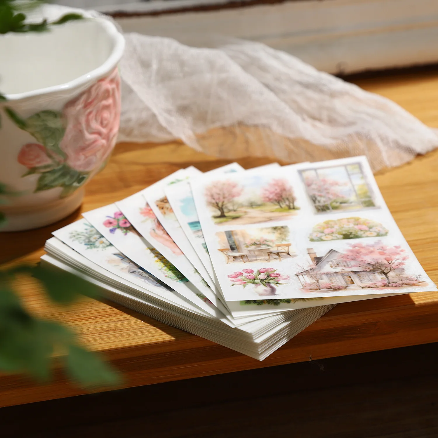 5pcs/lot Memo Pads Material Paper Monet and the Garden Junk Journal Scrapbooking Cards Retro Background Decoration Paper