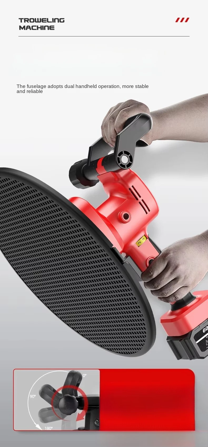 Lithium battery light charging wall plaster cement mortar polishing