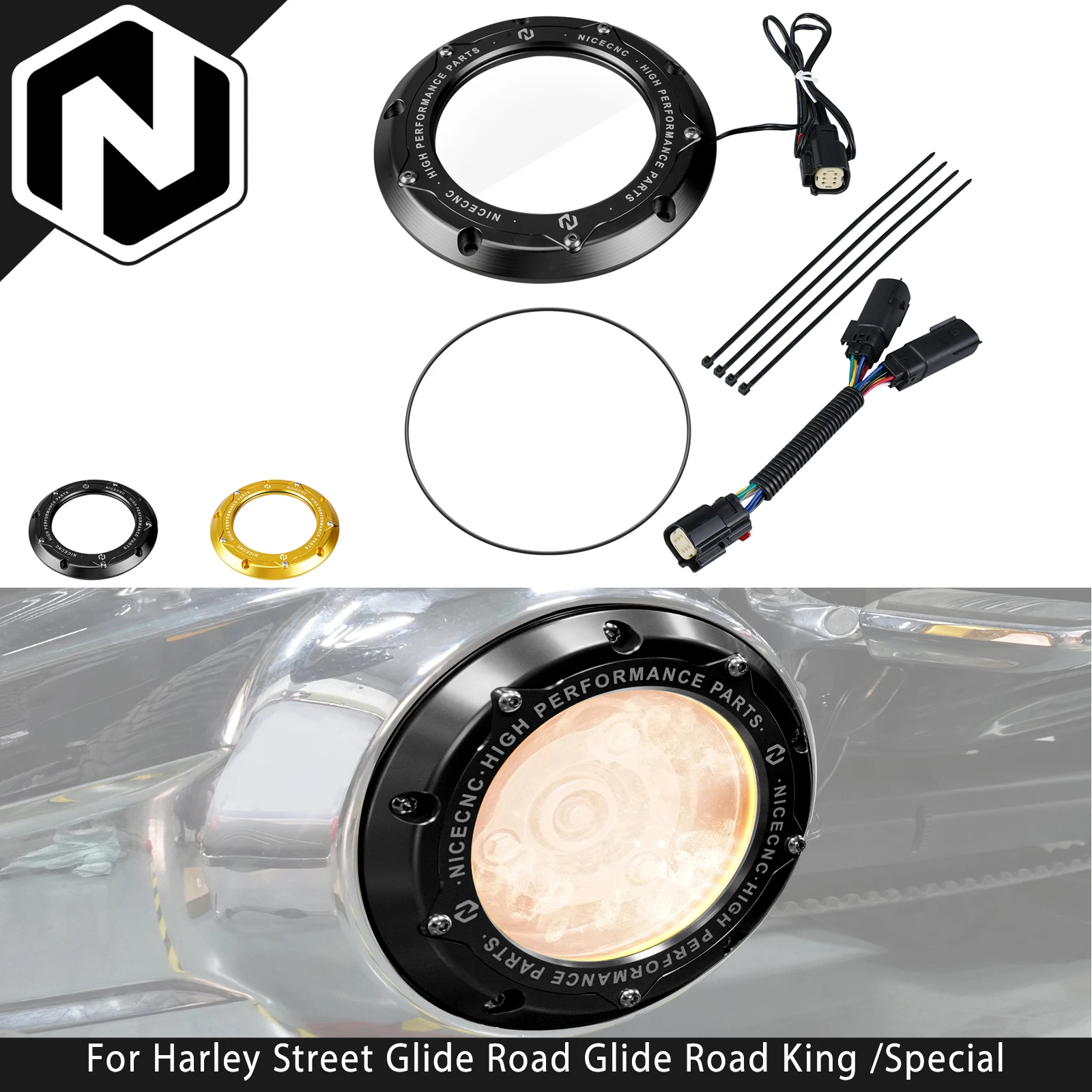 

Clear Derby Cover With LED Strip For Harley Street Glide Road Glide /Special 2016-2024 Road King/Special Ultra Limited Tri Glide