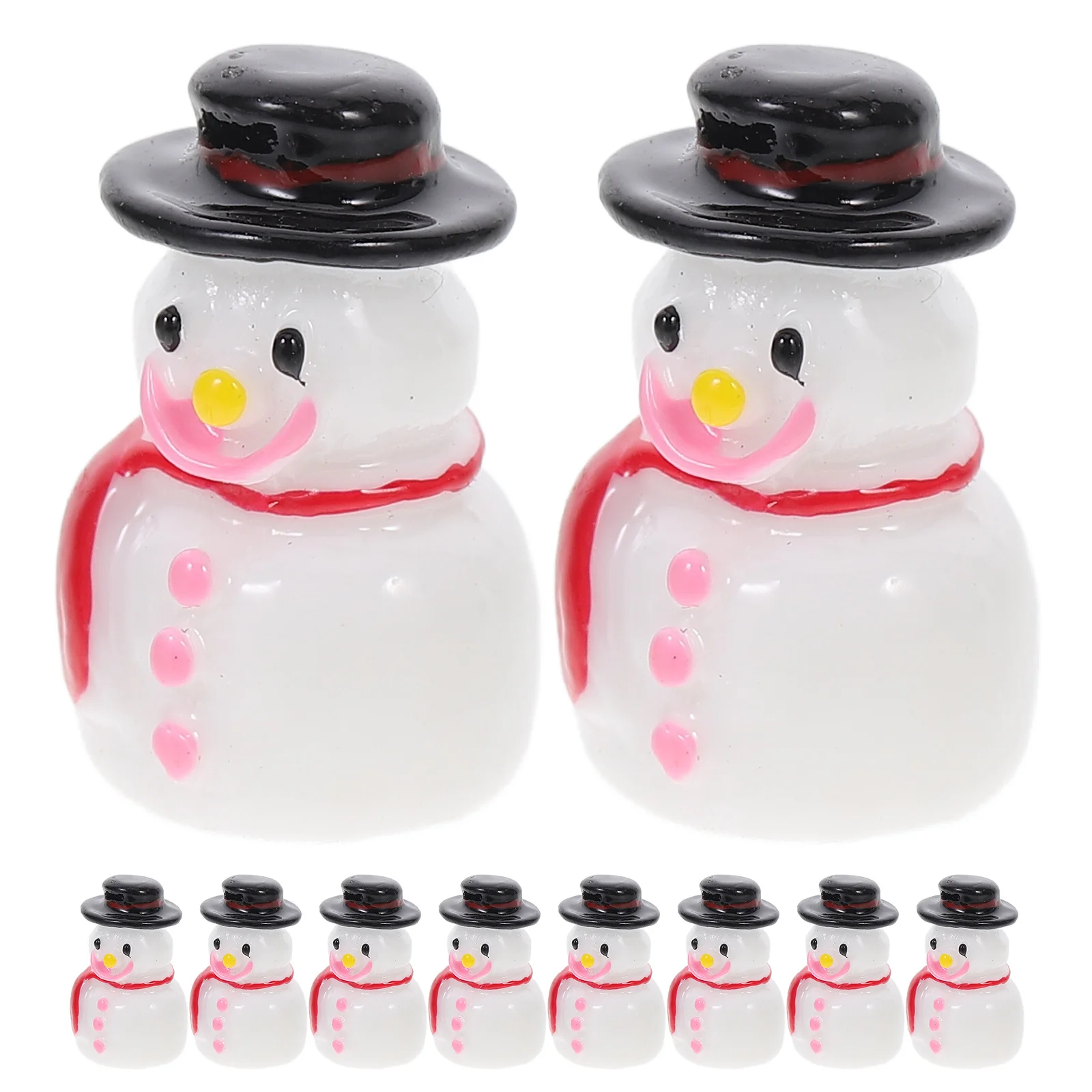 

20pcs Miniature Resin Snowman Figurines Colorful Hats Christmas Decoration For Diy Winter Crafts Home Decor Tree Ornaments