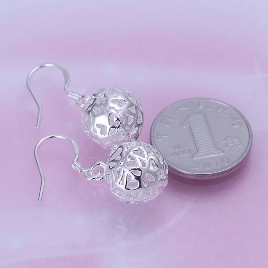 Factory price 925 Sterling Silver Lucky Ball Dangle Earrings for Women Lovely Fashion Party niche Jewelry wedding accessories