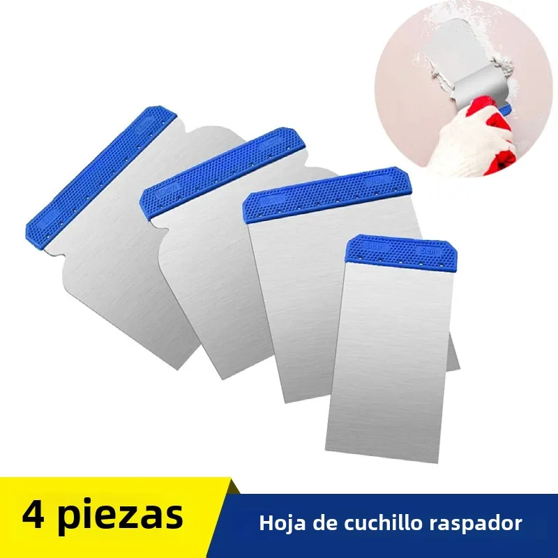 4 unids/lote raspador masilla cuchillo hoja herramientas de pintura mano enyesado hoja de limpieza pala para papel tapiz/calcomanías/acabado de paneles de yeso