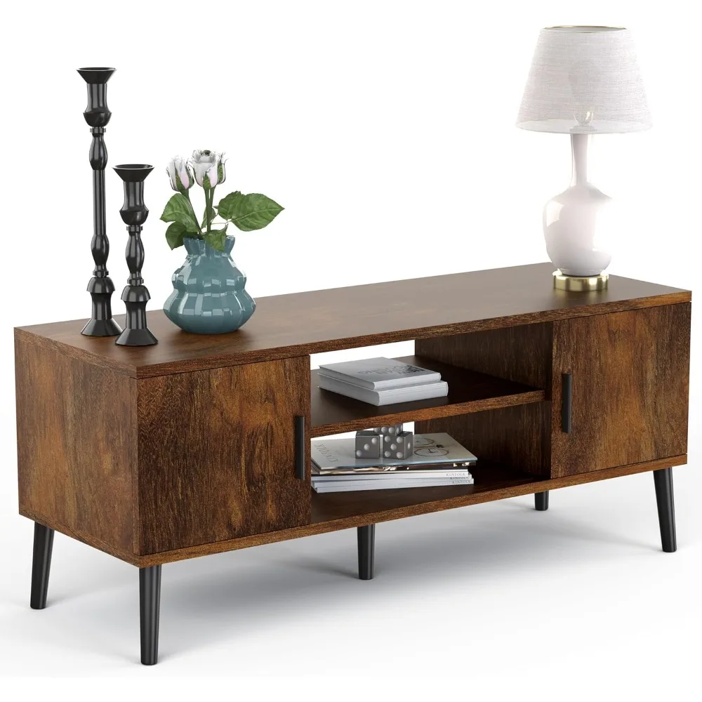 

Mid-Century Modern 45" TV Stand with 2 Side Doors Entertainment Center Console for Living Room Bedroom Office- Supports up to 55