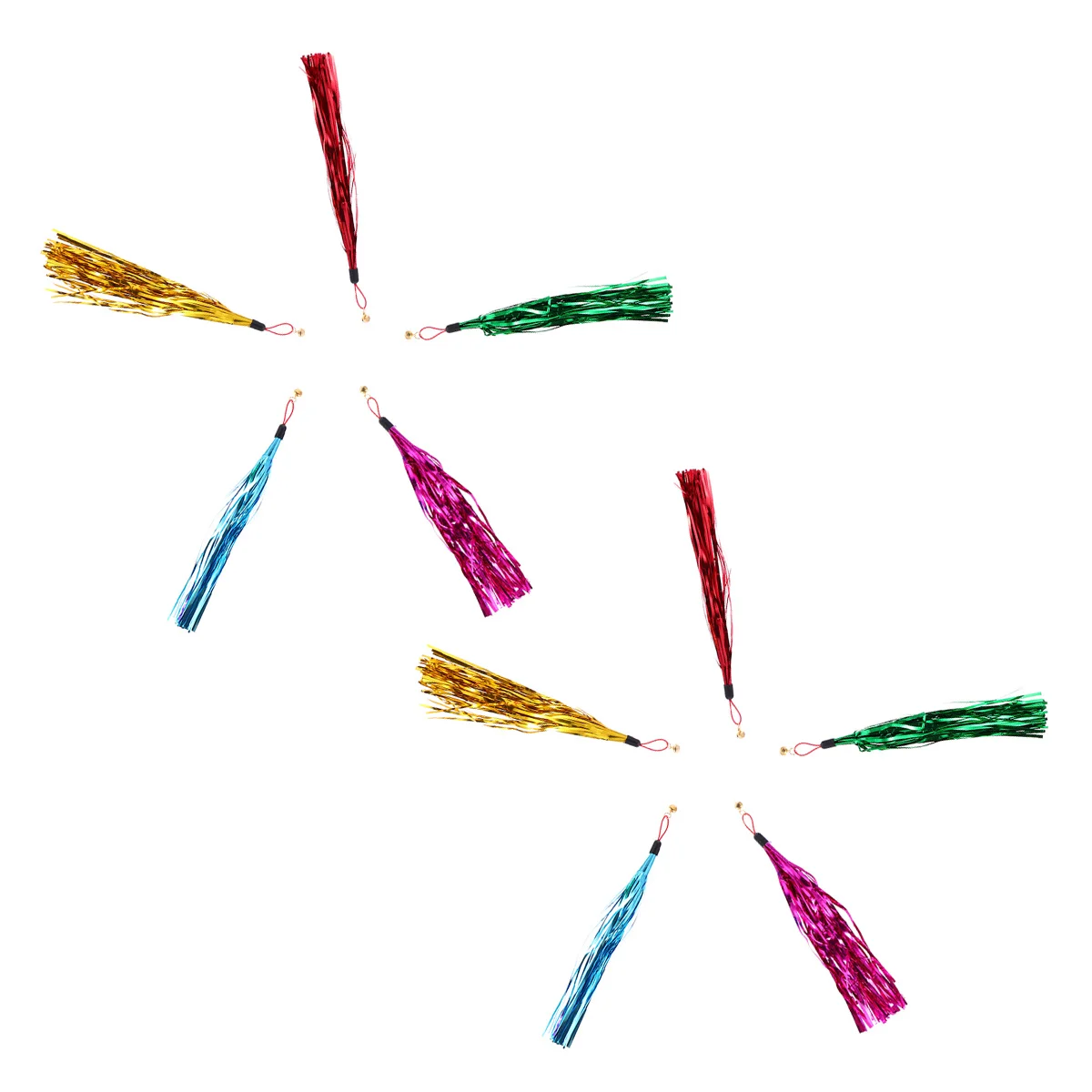 

10pcs Teaser Replacement Heads Glitter Tassels Bell Dangle Refills For Interactive Cat Play Indoor Kitten Teaser Wand Cat