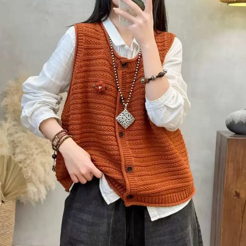 

Женский вязаный жилет больших размеров для похудения, топ с мясным покрытием, весна-осень, новая верхняя одежда с v-образным вырезом и v-образным вырезом обычной длины