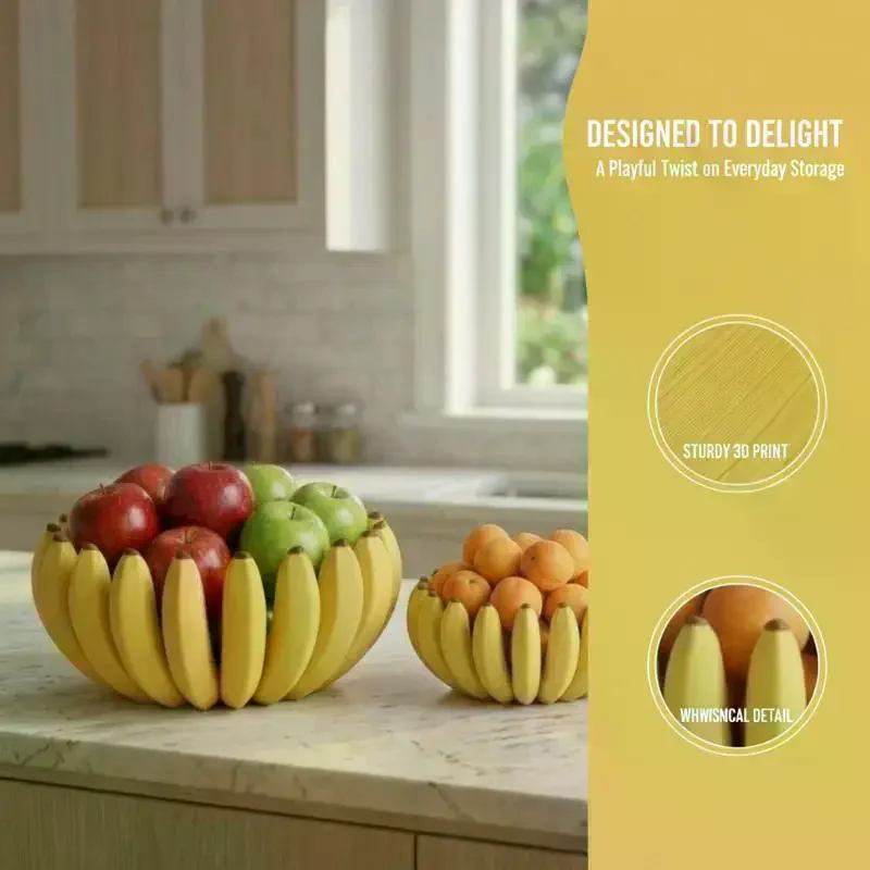 Creative Banana Shaped Storage Tray, 3D Printed Fruit Tray, Household Snack Storage Tray, Living Room Desktop Storage Container