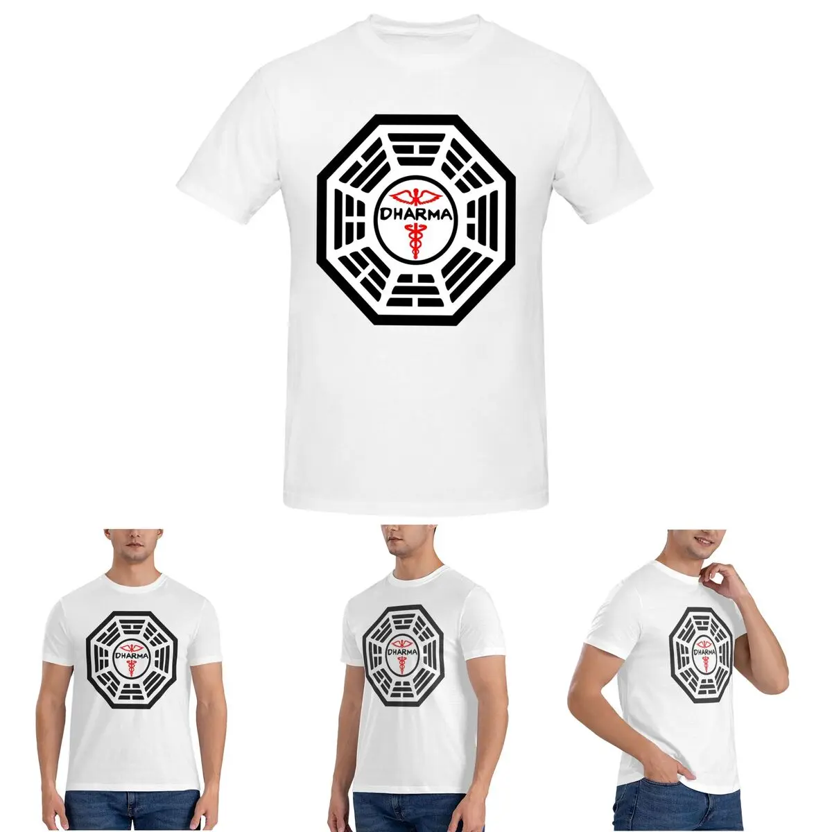 

Футболка Lost Dharma Initiative The Staff для мужчин, хлопковые футболки больших размеров, мужские футболки с коротким вырезом, летняя одежда, топы S-6XL