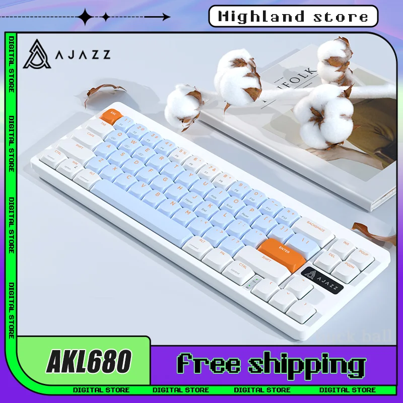 

Ajazz AKL680 Mechanical Keyboard Bluetooth Wireless Keyboards 2Mode Low Switch 68Keys Profile Silent Backlit Gamer Mini Keyboard