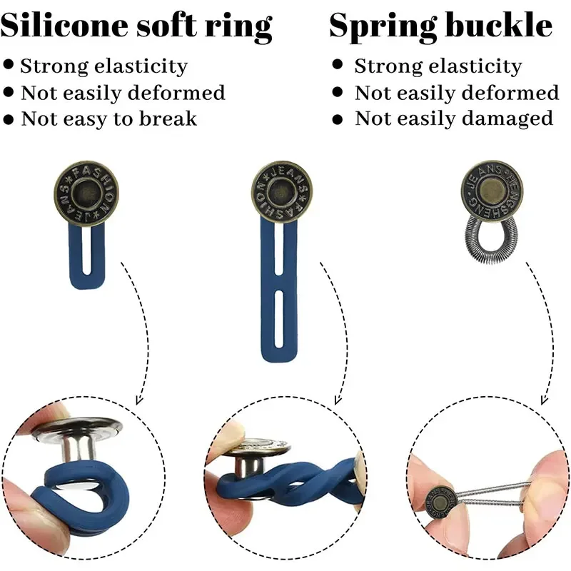 5/10/20PCS Invisible Button Extenders Button No-Sew Waistband Extender Flexible Adjustable Elastic Waist Extenders for Jean Pant