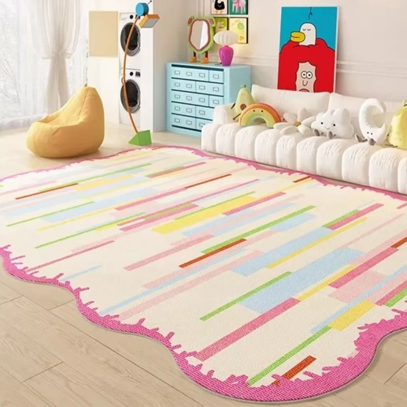 Irregular Colorful Dopamine Carpet for Living Room Soft Fluffy Sofa Coffee Table Floor Mat Home Bedroom Bedside Plush Rug 양탄자