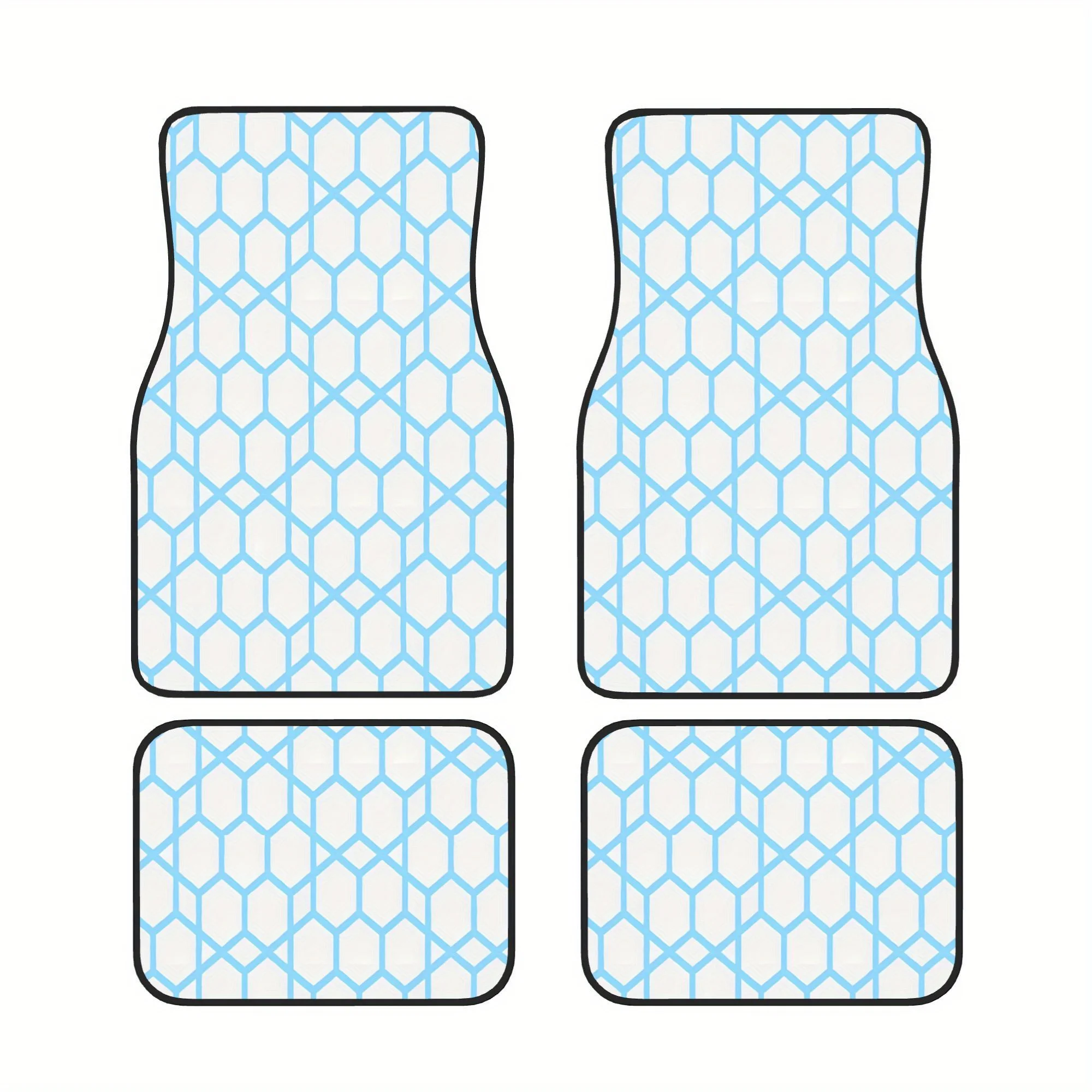 Bicolor Geometric Hexagon Flower Star Holiday Hive Pattern Gift Four Part Floor Mat Set Designed For Daily Drivers Who Enjoy A C
