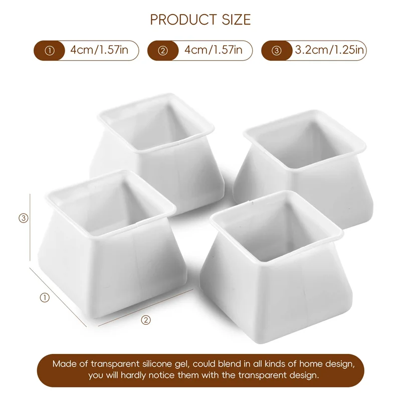 ONCE 16Pcs Chair Leg Caps Silicone Floor Protector Square Furniture Table Feet Cover Anti-Slip Bottom Chair Pads