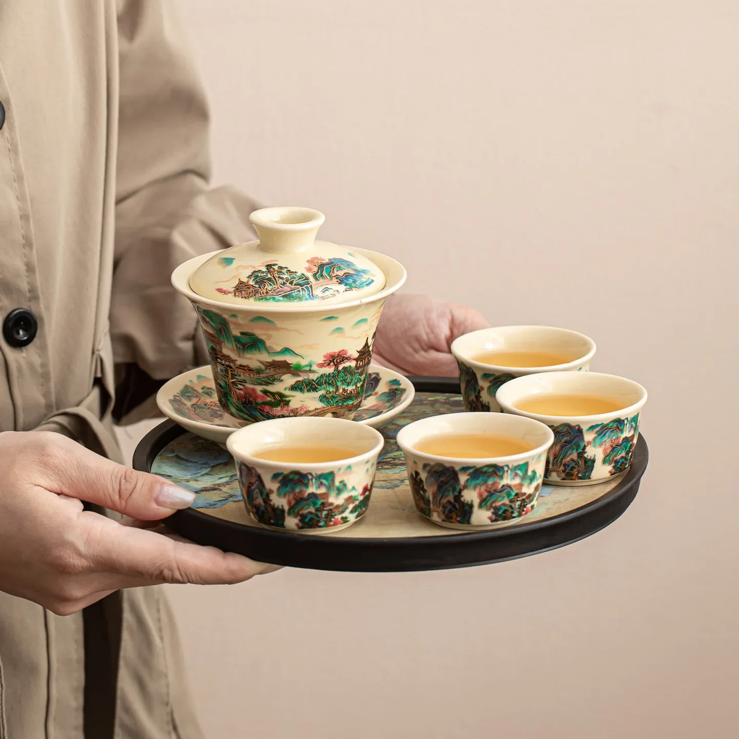 Ceramic Tureen Kung Fu Tea Set Gift Set Teaset Complete Set to Send Customers Business Holiday Souvenirs Tea Full Tools Gift Set