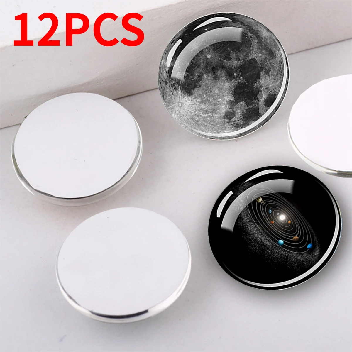 12PCS 12MM/16MM/20MM/25MM Solar System Glass Handmade Jewelry Accessories, DIY on Earth,Mercury,Mars,Planet Handmade Accessories