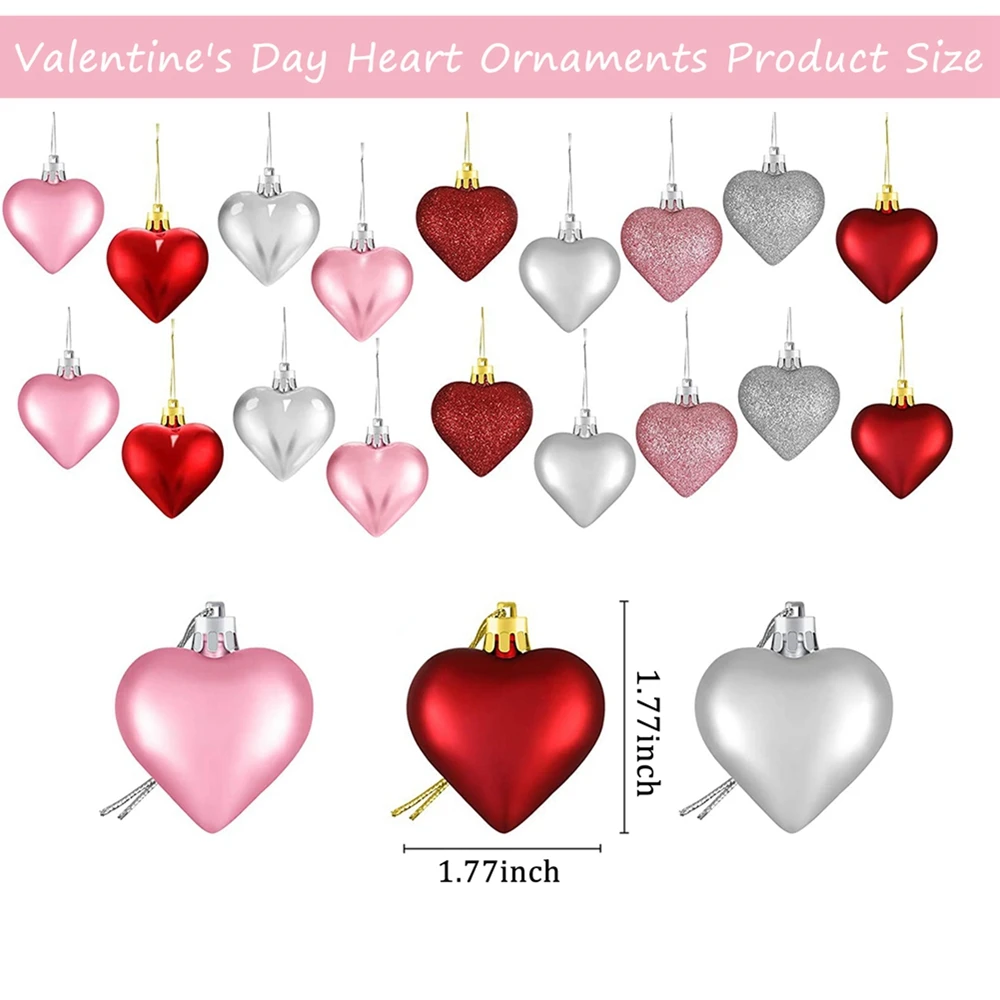 

15PCS/27PCS Christmas Valentine's Day Heart Decoration Special Shape Electroplated Ball Pendant Christmas Tree Decoration Ball