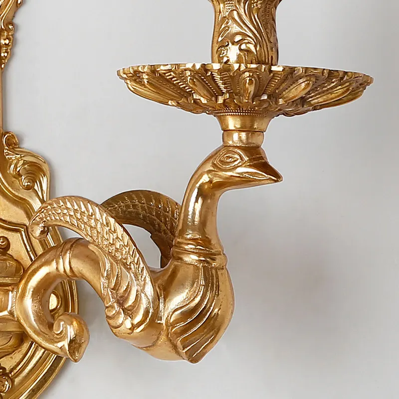 Retro Wall Sconce Brass Wall Lamp Antique Copper Porch Lights French Style Indoor Home Wall Lights Brass Light for Villa Hallway