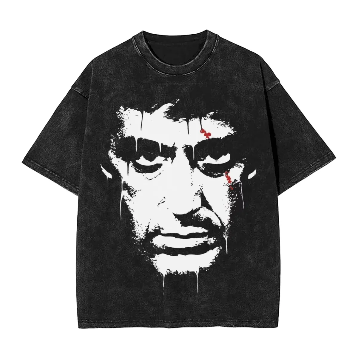 

Scarface Washed T-Shirt Men's Movie Fun Casual Summer Crew Neck Pop Loose Vintage Street Style