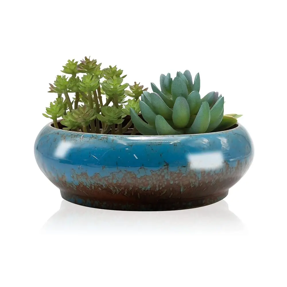 

Керамический цветочный горшок круглой формы 7,3 x 2,3 дюйма, изготовленный методом обжига, с дренажным отверстием, для ландшафтного дизайна, для сада