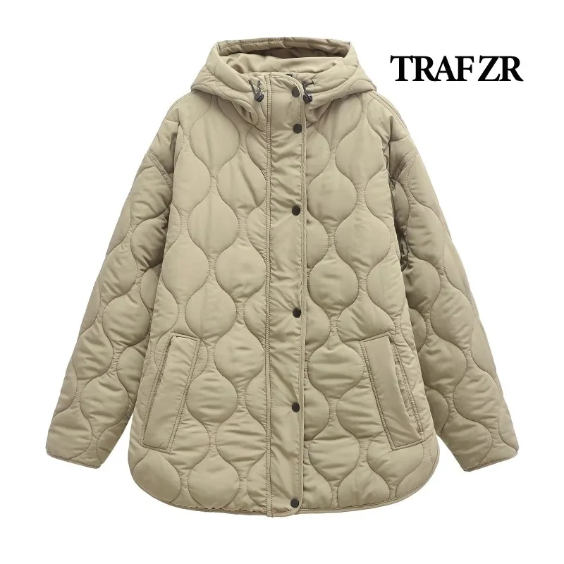 TRAF ZR Snow Parka Vintage Solid Long Winter Parkas Hooded Coat for Women Elegant Luxury Women's Coat Warm Woman Winter Coats