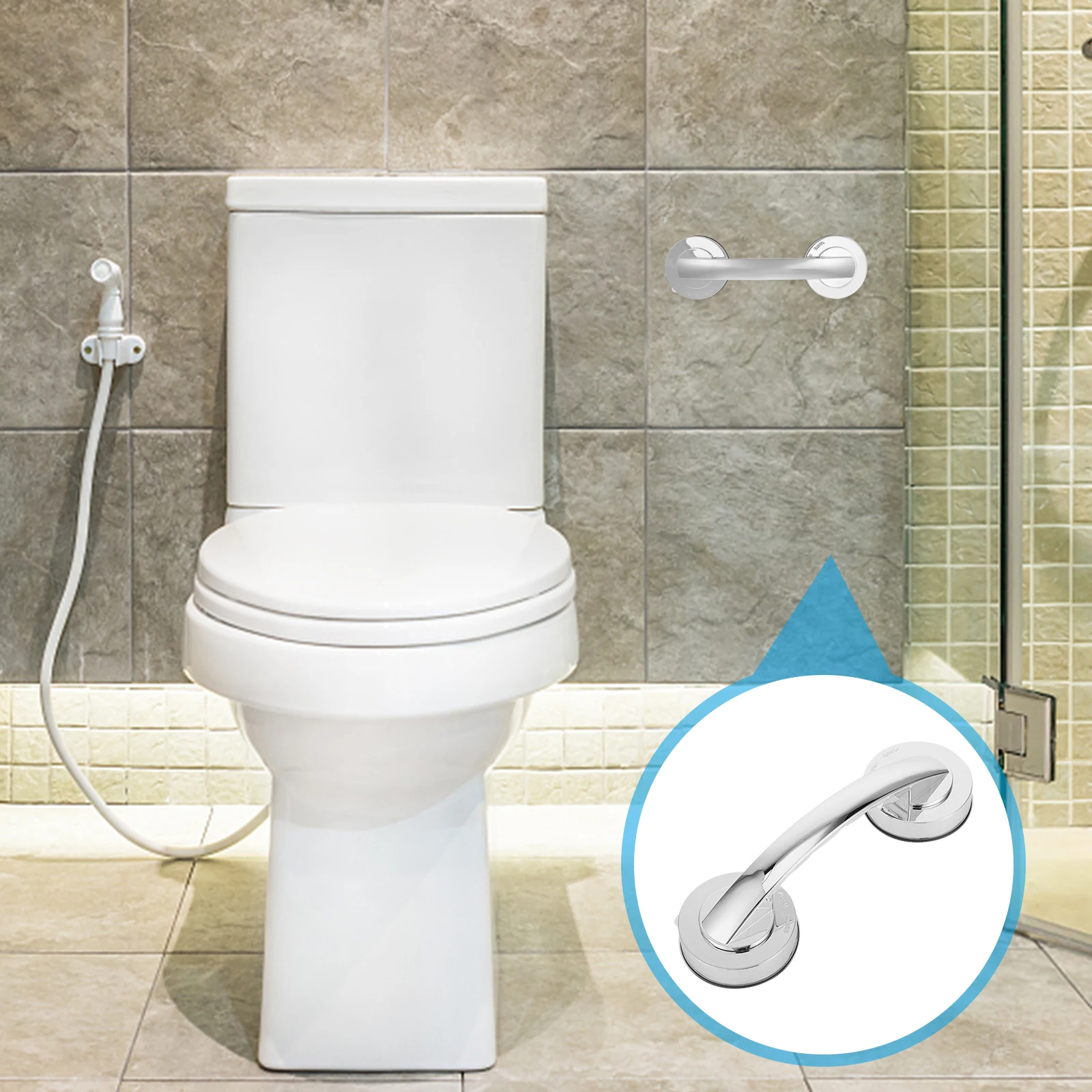 

Suction Cup Handle Bathroom Strong Hold Door Wall Shower Support Bar Household Glass Window Kitchen Easy Install for Home