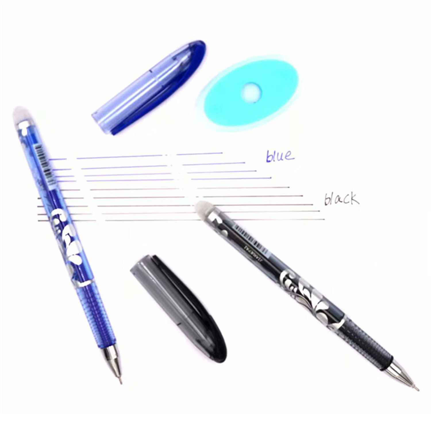 12Pcs/Set Erasable Gel Pens Black Blue Refill Rod 0.5mm Ballpoint Pen Washable Handle School Office Writing Supplies Stationery